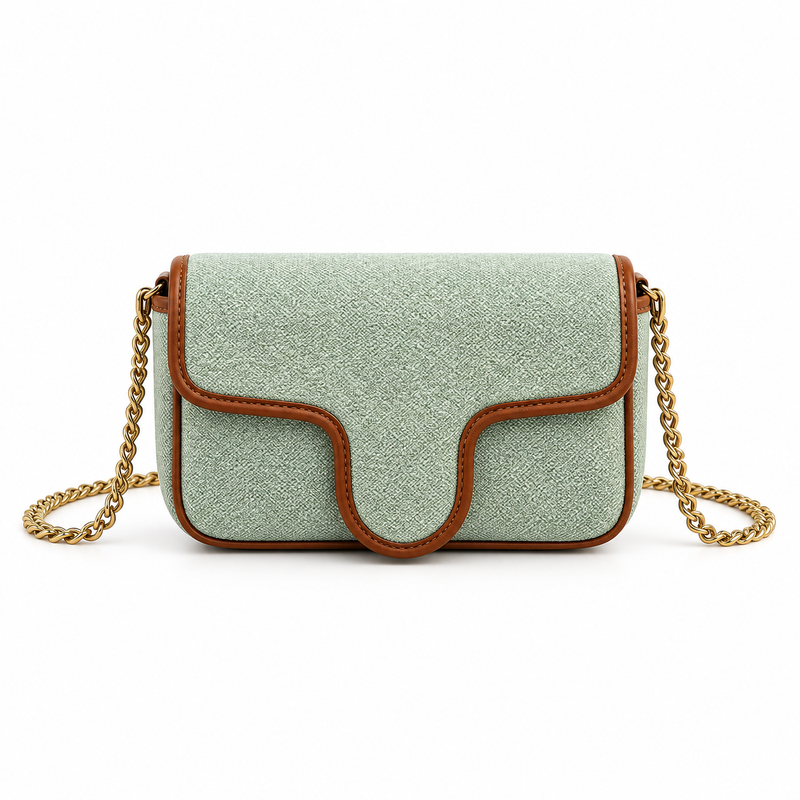 Mint Green Woven Chain Shoulder Bag-4