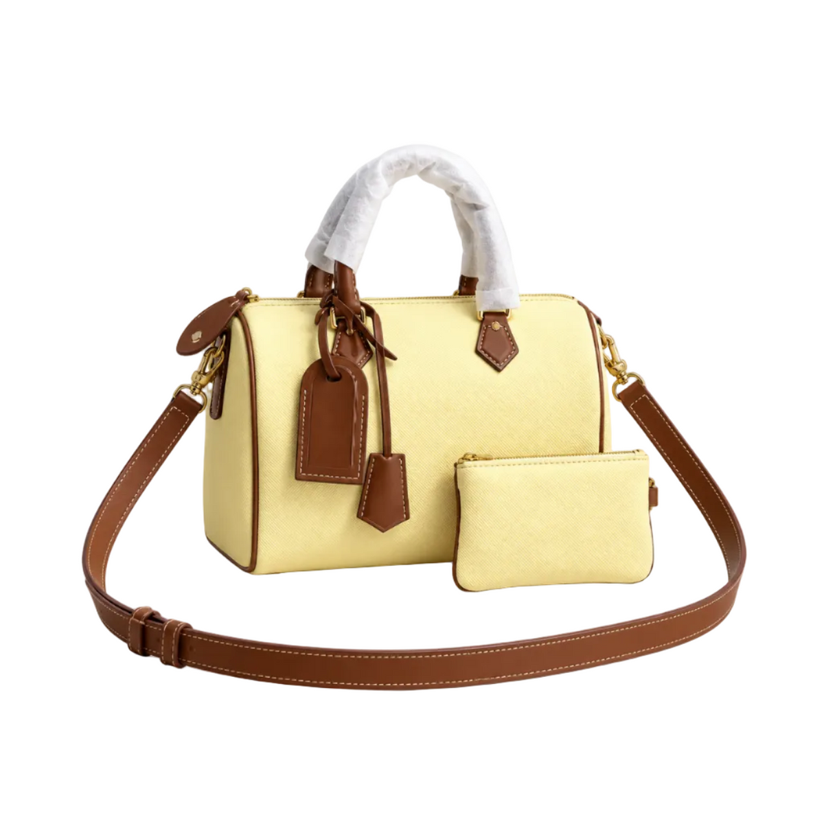 Butter Yellow Handbag With Matching Pouch-1