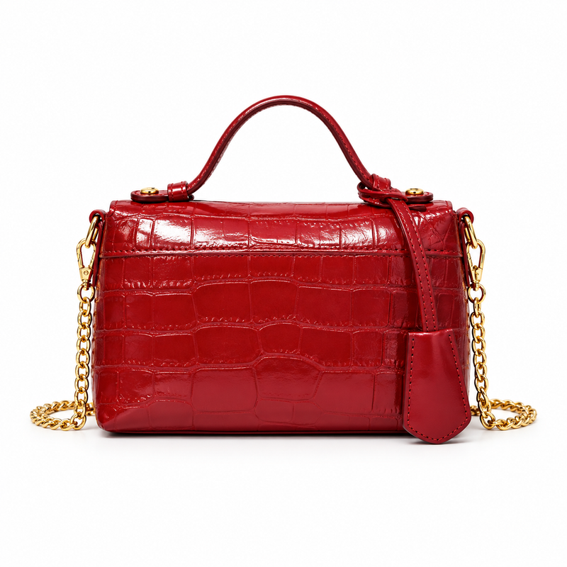 Elegant Crocodile Embossed Chain Crossbody Bag-2