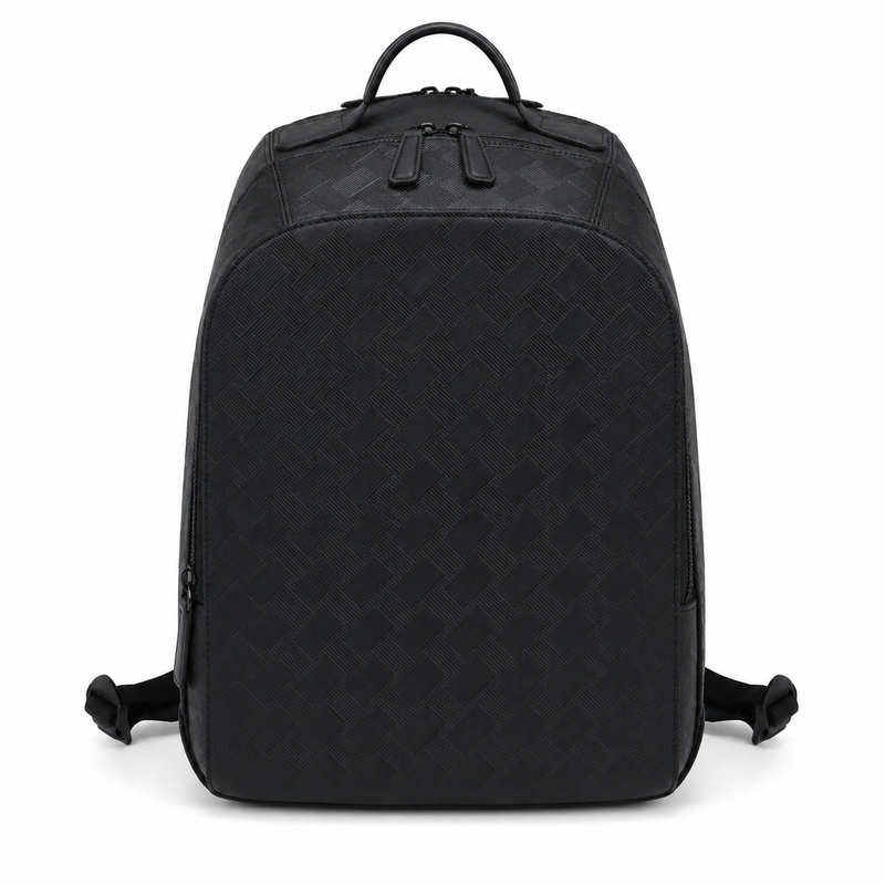 Large Black Textured Business Backpack – Premium Multi-Compartment Travel & Laptop Bag-8