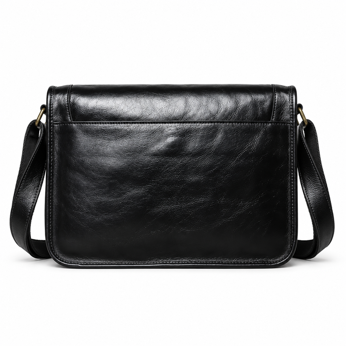 Classic Black Leather Satchel Shoulder Bag