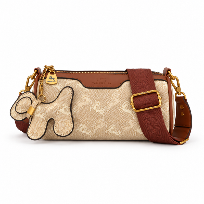 Shallow Khaki Monogram Charm Crossbody Bag-3