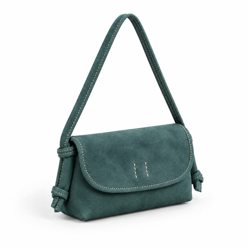 Teal Suede Crossbody Flap Shoulder Bag-1