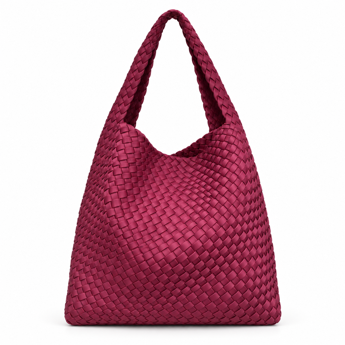Elegant Burgundy Woven Hobo Shoulder Bag-4