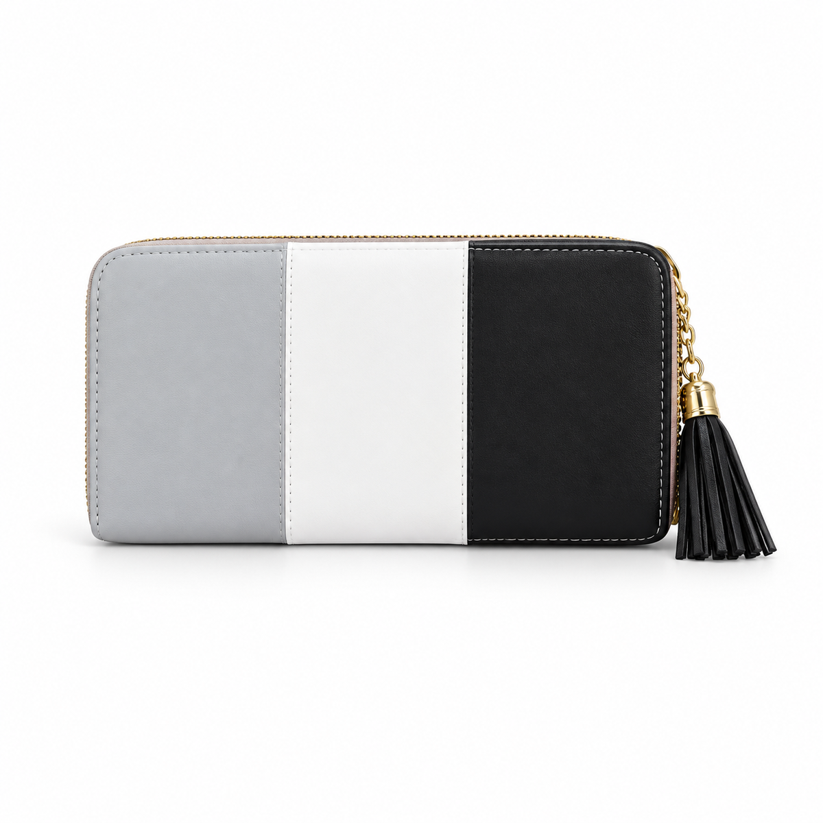 Grey White Black Color Block Wallet-2