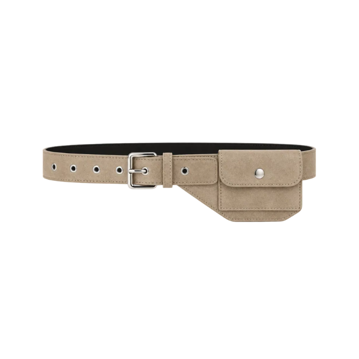 Beige Adjustable Belt With Compact Pouch-1