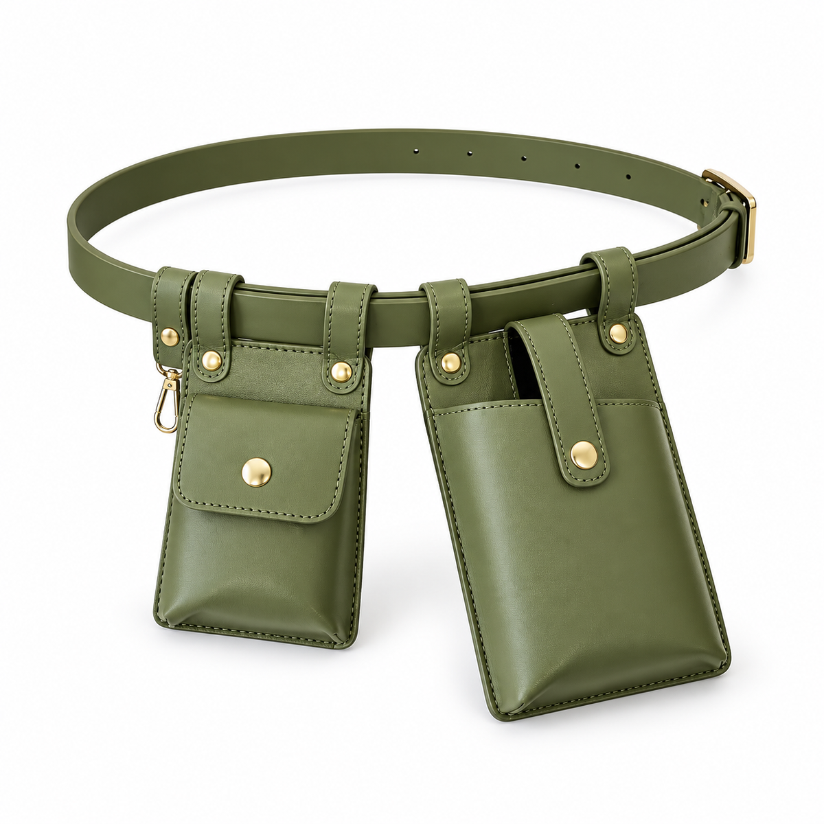 Olive Green Dual Pouch Waist Belt-2