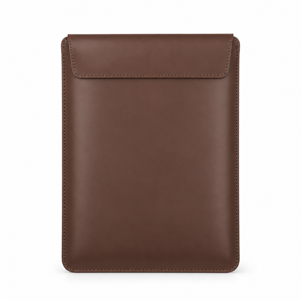 Brown Leather Laptop Bag Button Closure-2