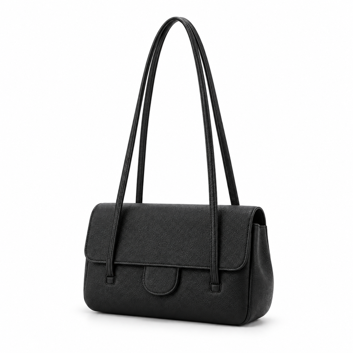 Elegant Black Pebbled Leather Shoulder Bag-3