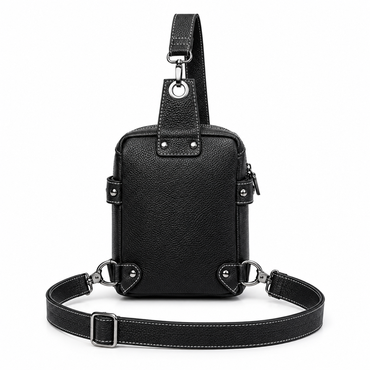 Black Gothic Skull Studded Sling Bag-2