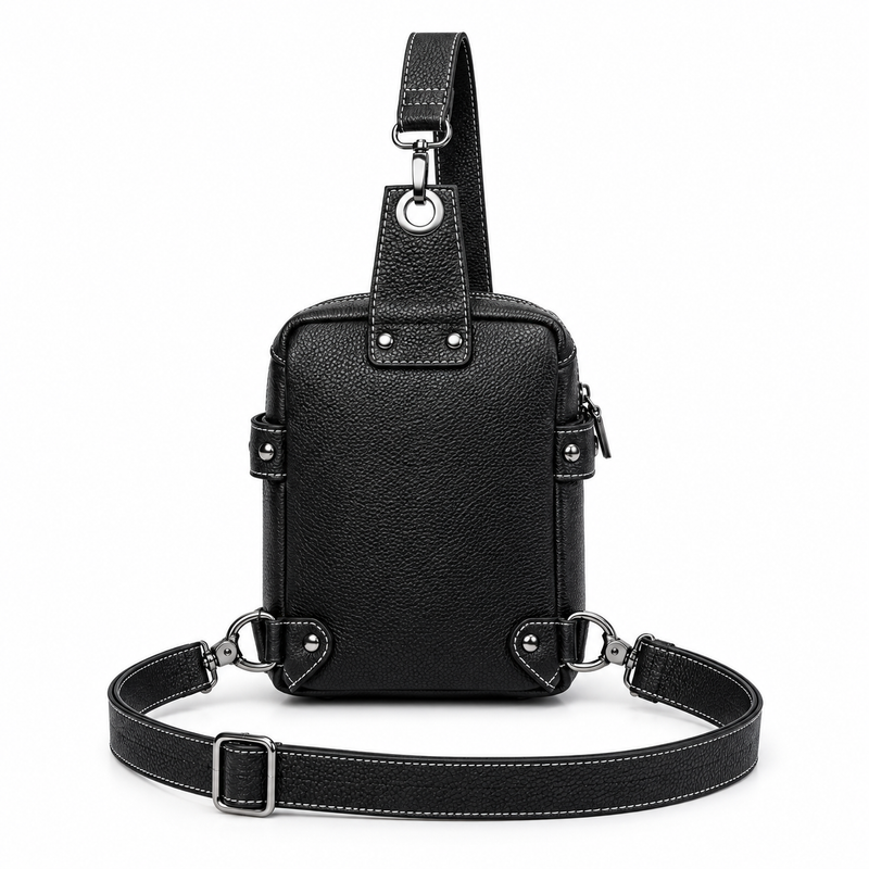 Black Gothic Skull Studded Sling Bag-2