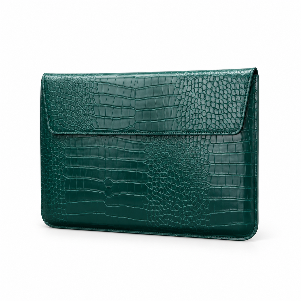 Green Crocodile Embossed Leather Laptop Bag-3