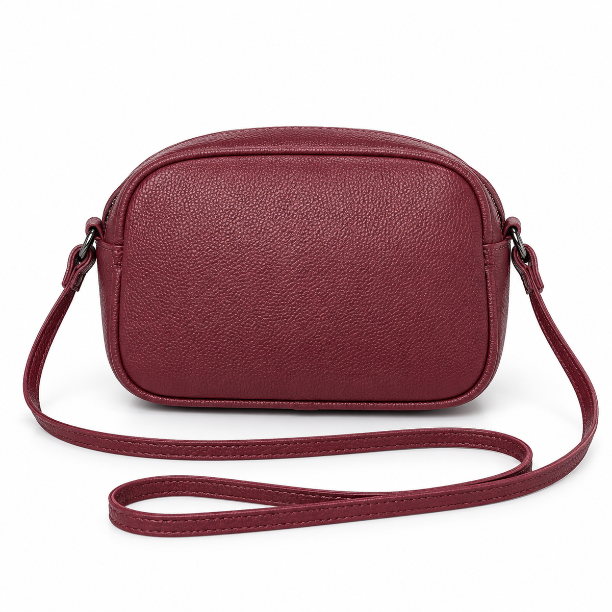 Wine Red Textured Flap Crossbody Bag