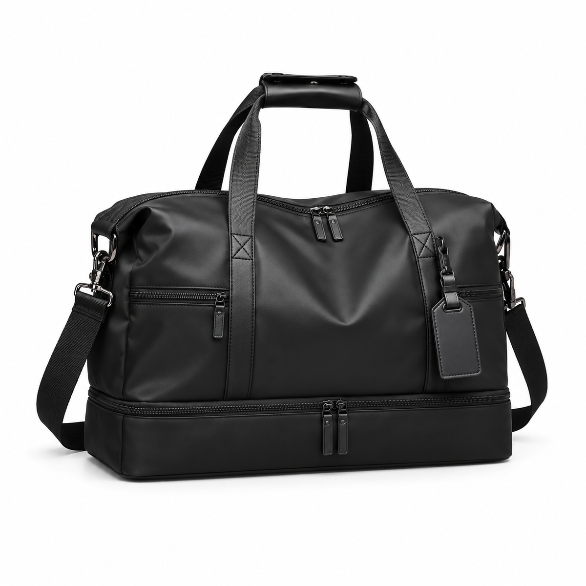 Black Overnight Bag With Multiple Compartments-1