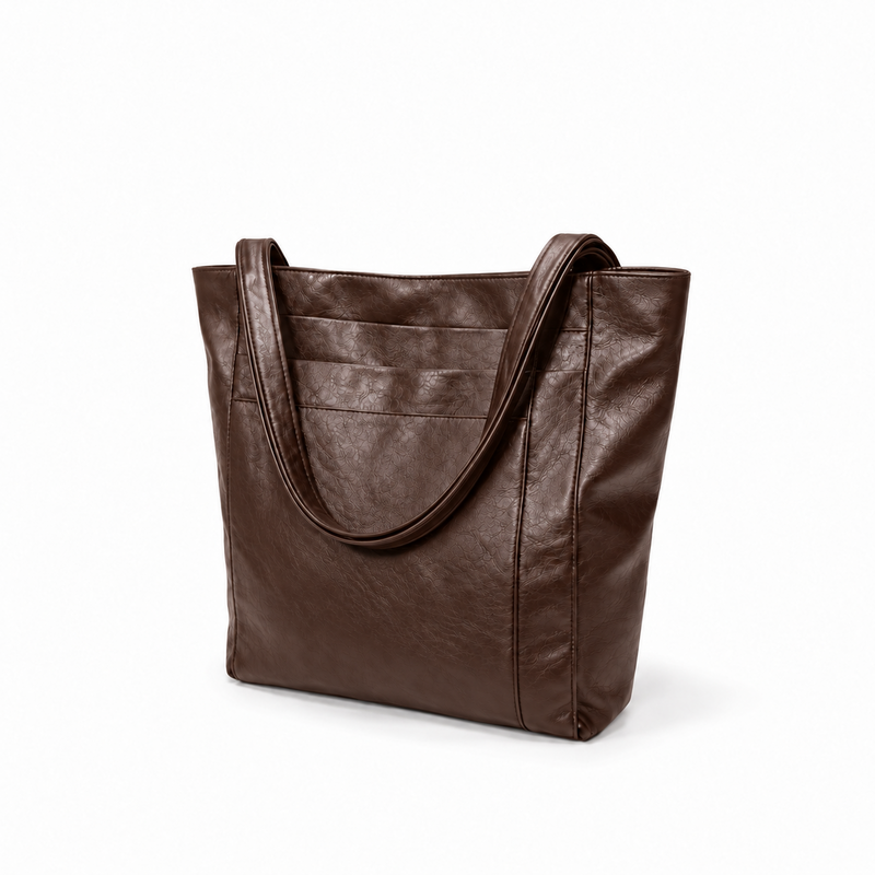 Coffee Brown Textured Everyday Tote Bag-3