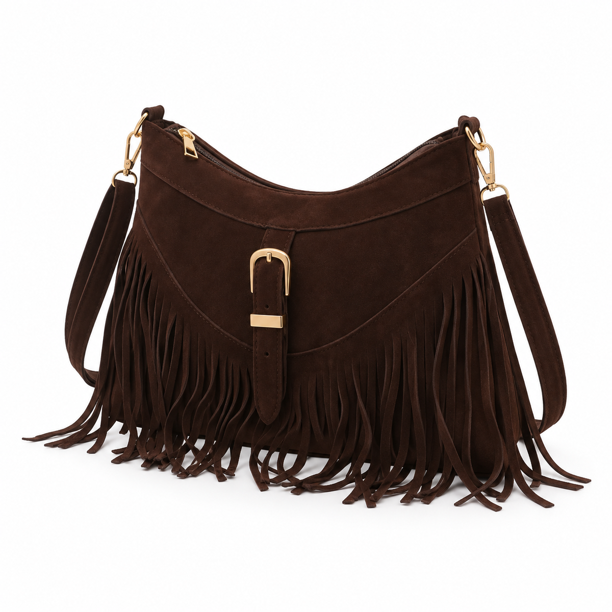 Vintage Brown Bohemian Fringe Shoulder Bag-2