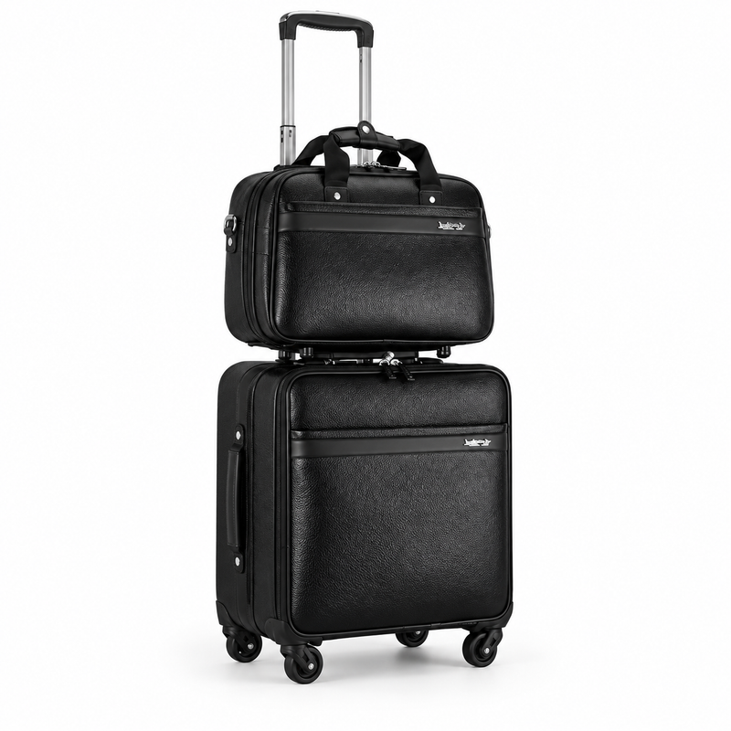 Black Textured Two Piece Trolley Set-1
