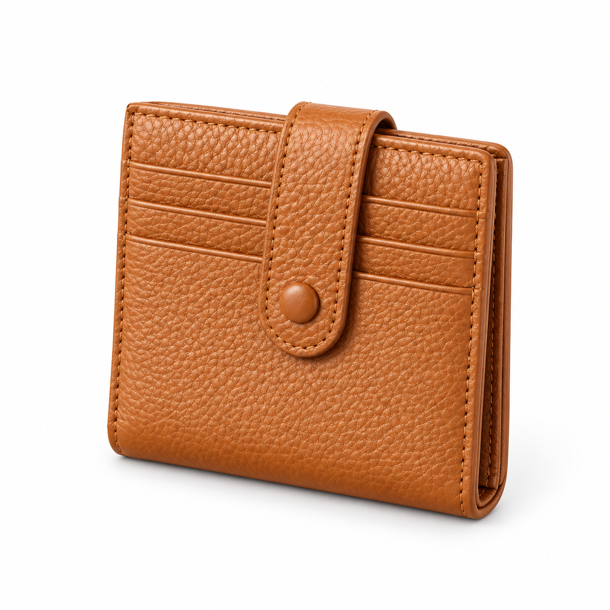 Caramel Tan Textured Snap Closure Wallet-3