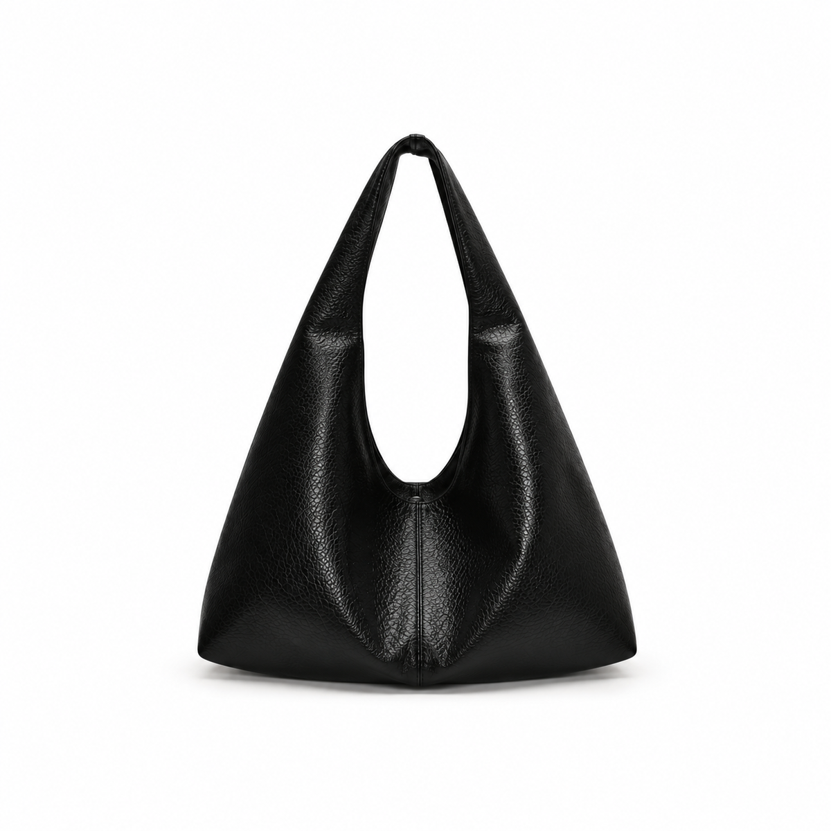 Black Slouchy Textured Hobo Shoulder Bag-2