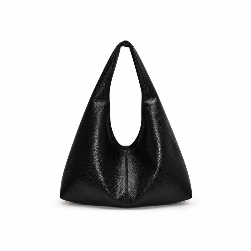 Black Slouchy Textured Hobo Shoulder Bag-2