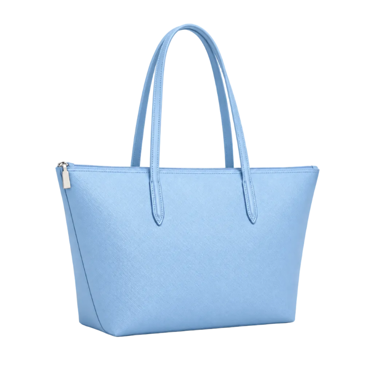 Light Blue Leather Canvas Tote Bag