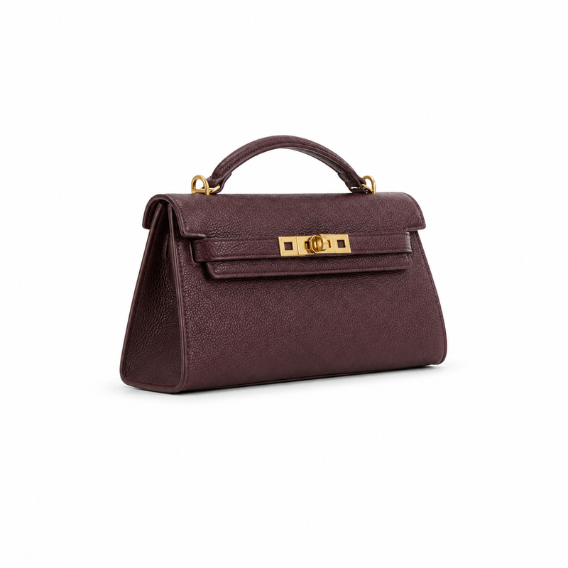Luxe Burgundy Leather Top Handle Handbag-1