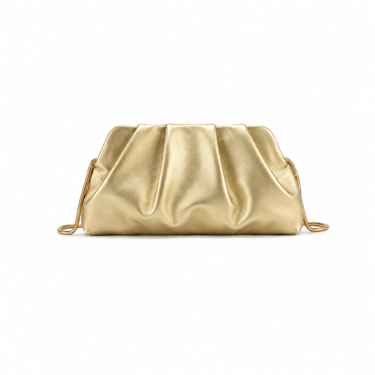 Champagne Gold Ruched Clutch Bag-2