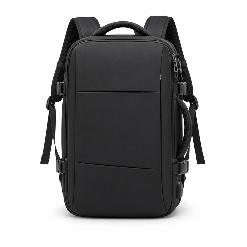 Black Camera Backpack With Multiple Compartments-3
