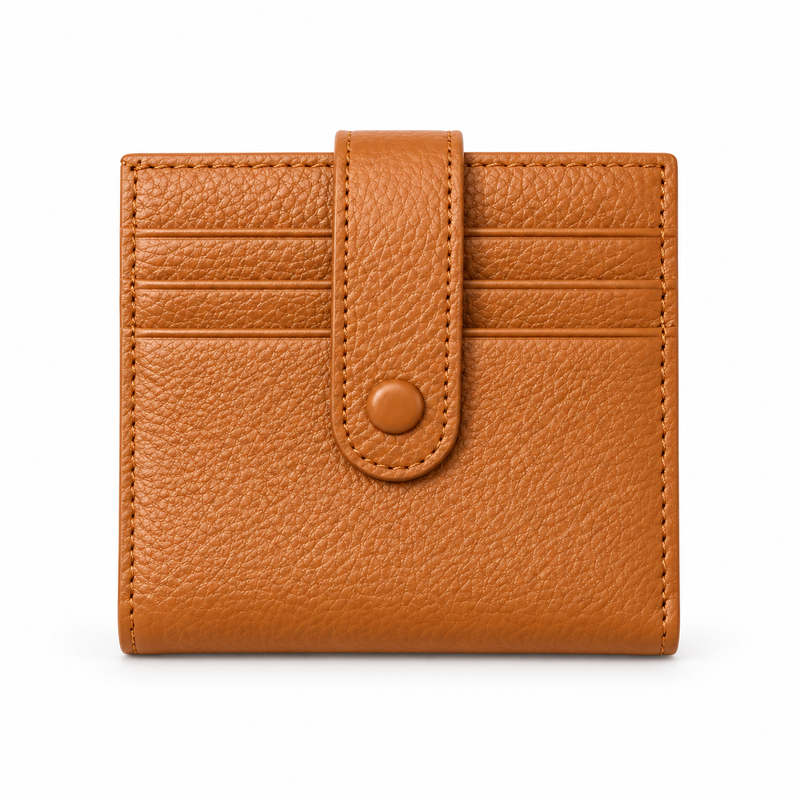 Caramel Tan Textured Snap Closure Wallet-4
