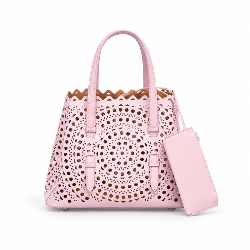 Blush Pink Laser Cut Tote Handbag-2