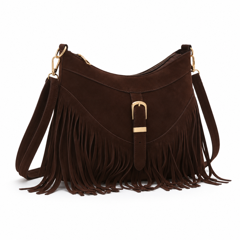 Vintage Brown Bohemian Fringe Shoulder Bag-1