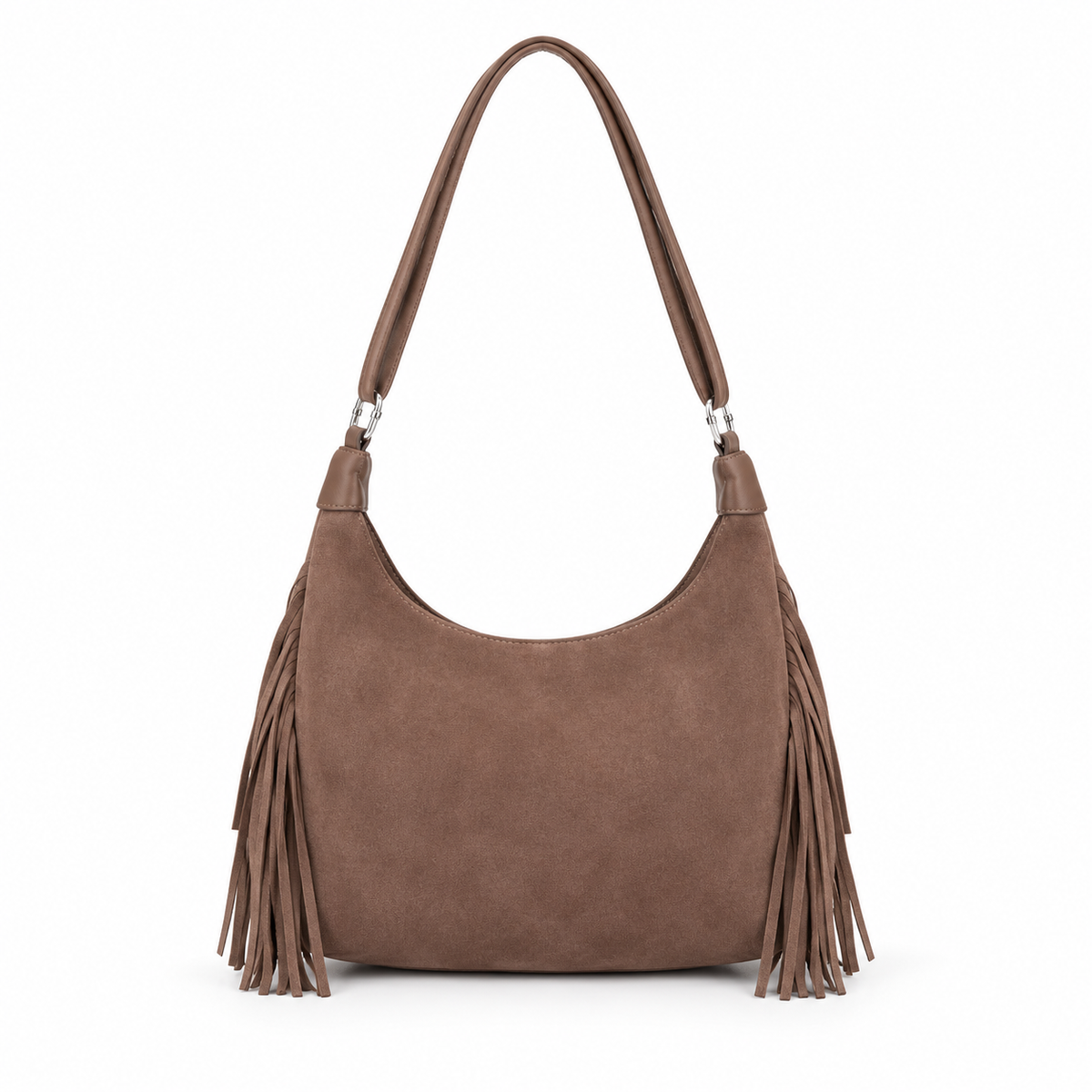 Vintage Brown Star Studded Fringe Shoulder Bag