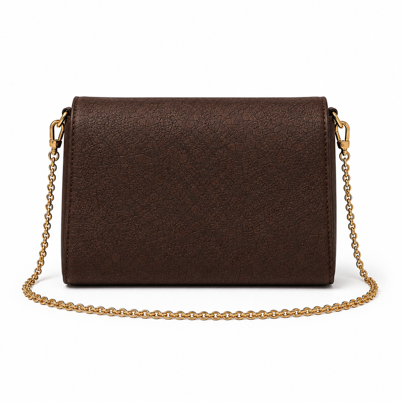 Chocolate Mosaic Textured Chain Crossbody Handbag-2