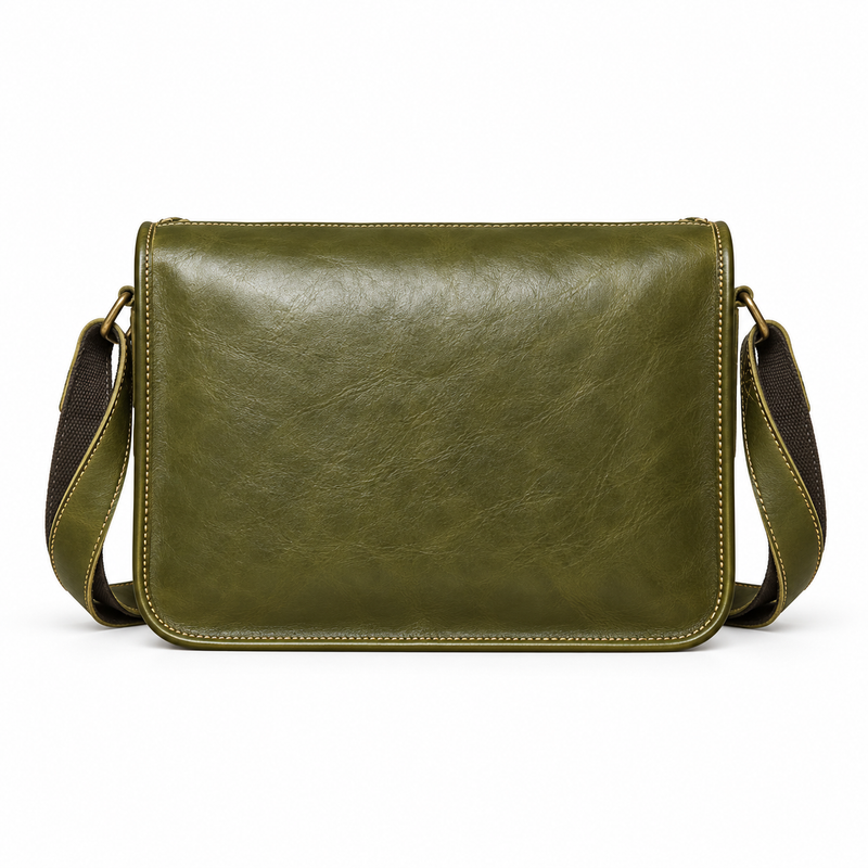 Avocado Green Classic Leather Satchel Bag-2