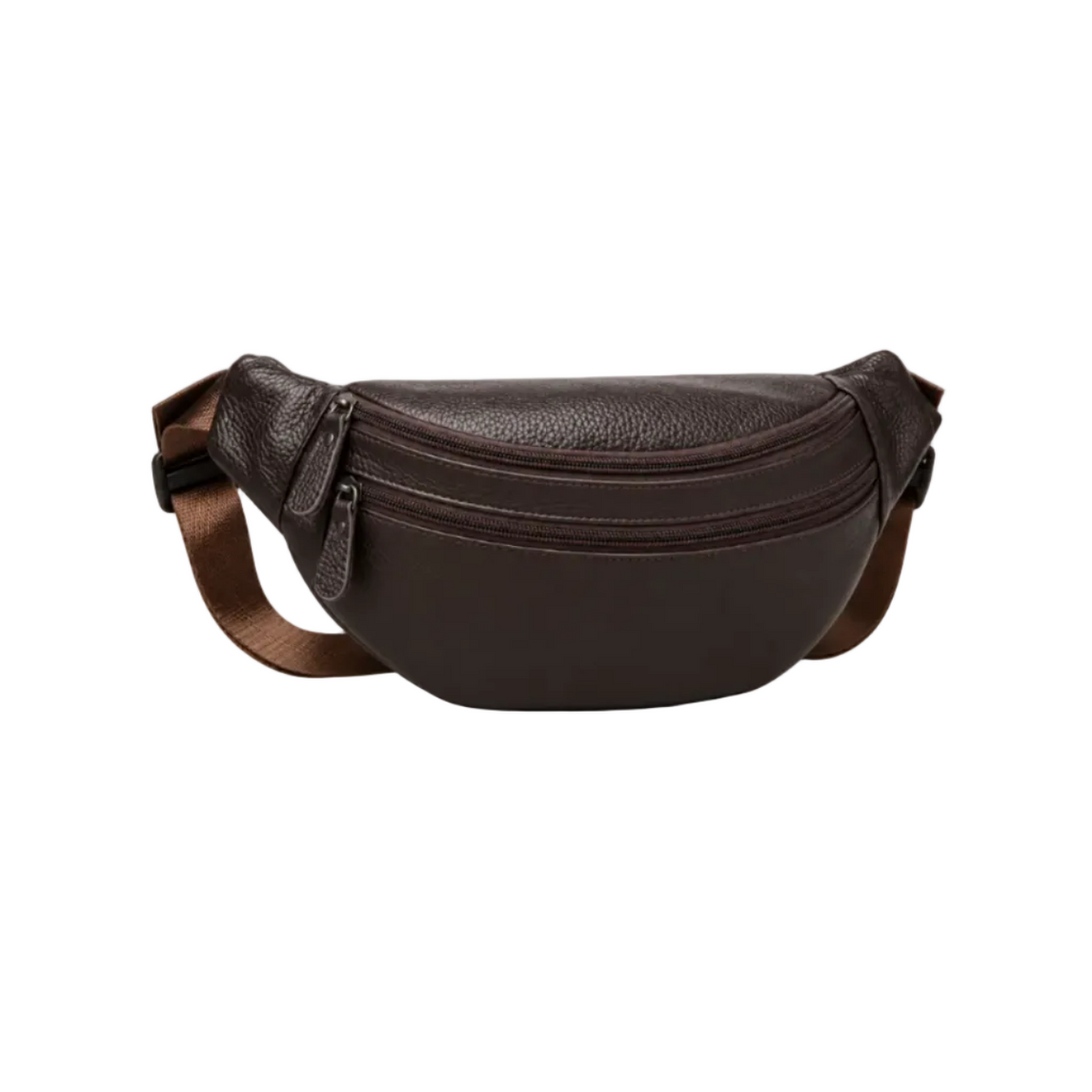 Dark Brown Double Zipper Waist Bag