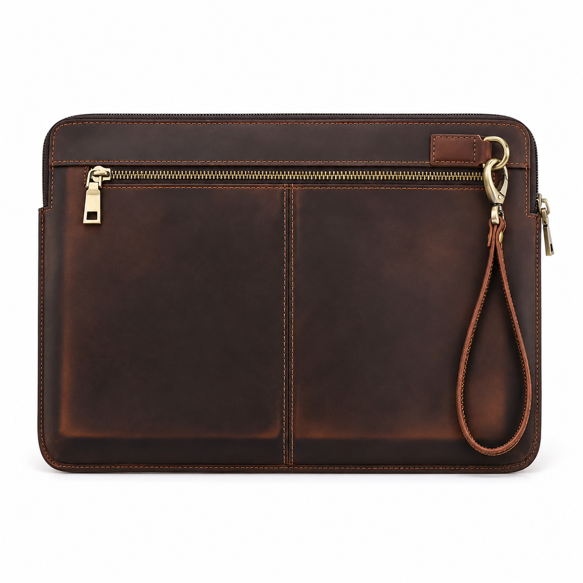 Classic Brown Leather MacBook Sleeve Case-4