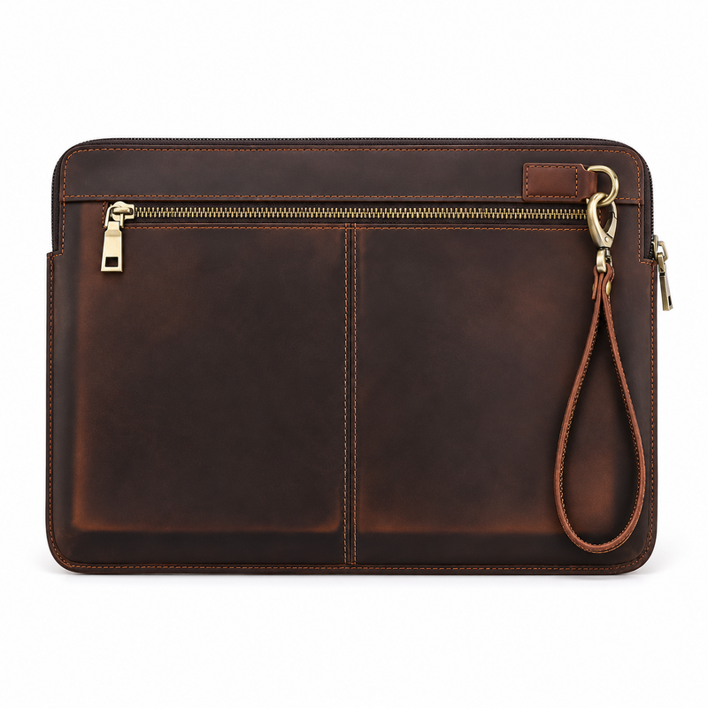 Classic Brown Leather MacBook Sleeve Case-4