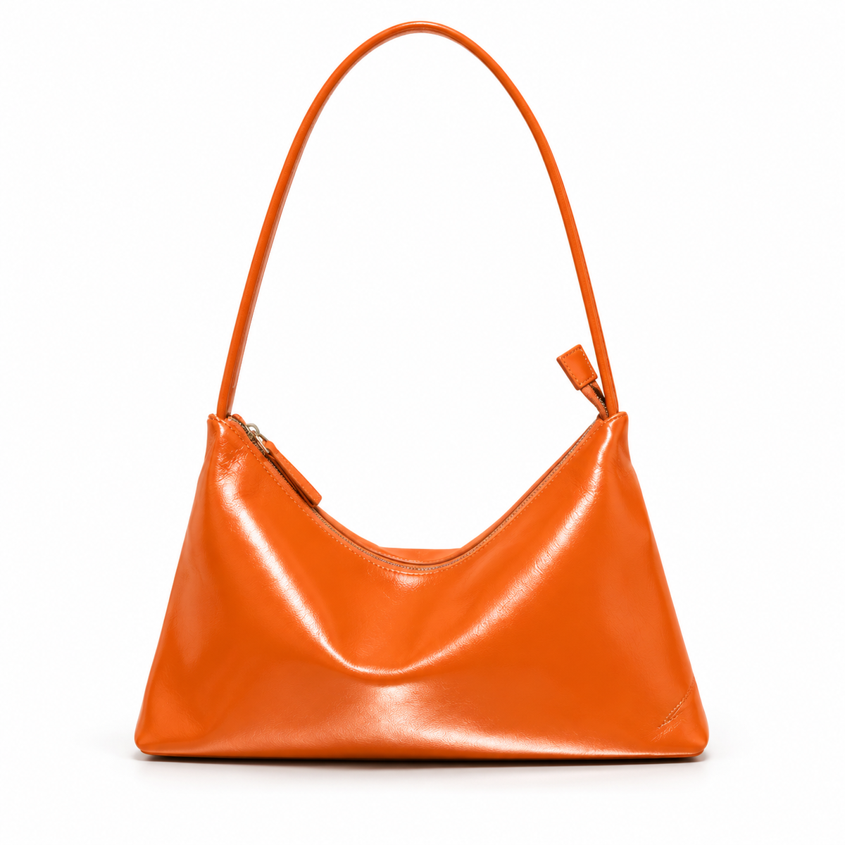 Chic Orange Slouchy Zipper Shoulder Bag-4