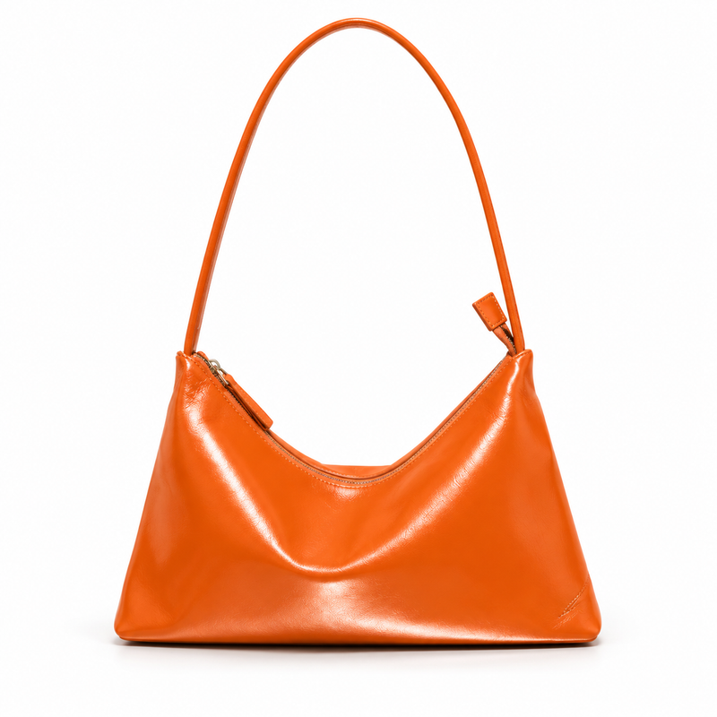 Chic Orange Slouchy Zipper Shoulder Bag-4