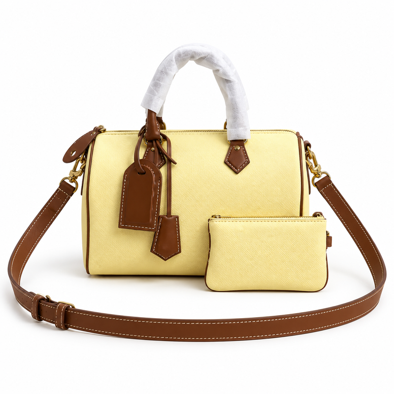 Butter Yellow Handbag With Matching Pouch-4