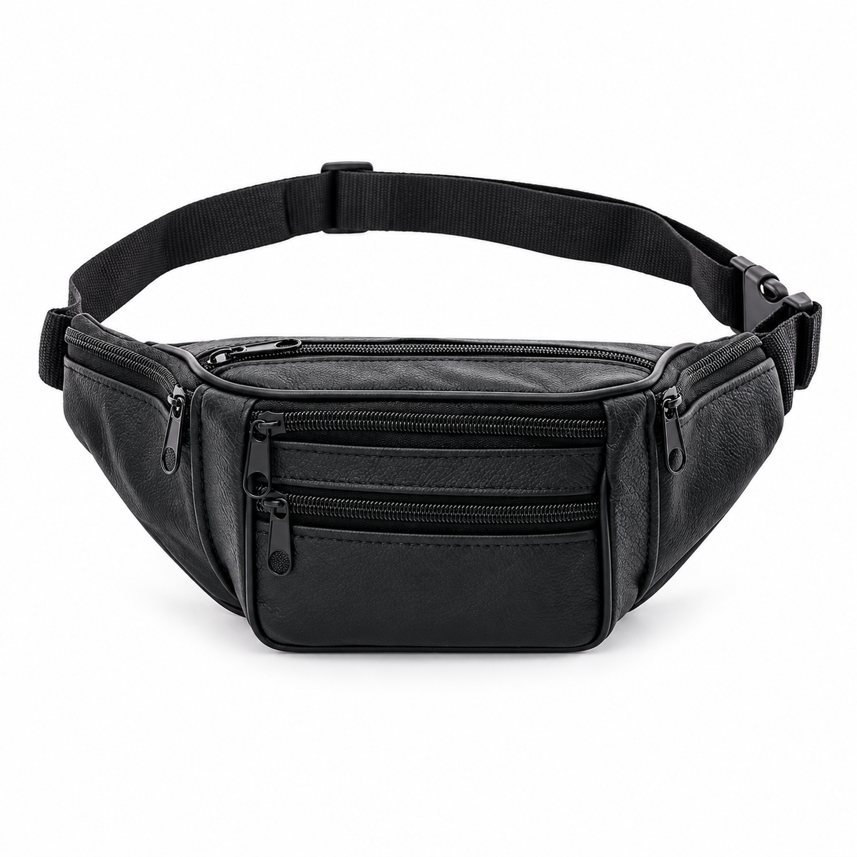 Black Multi Pocket Adjustable Waist Bag-4