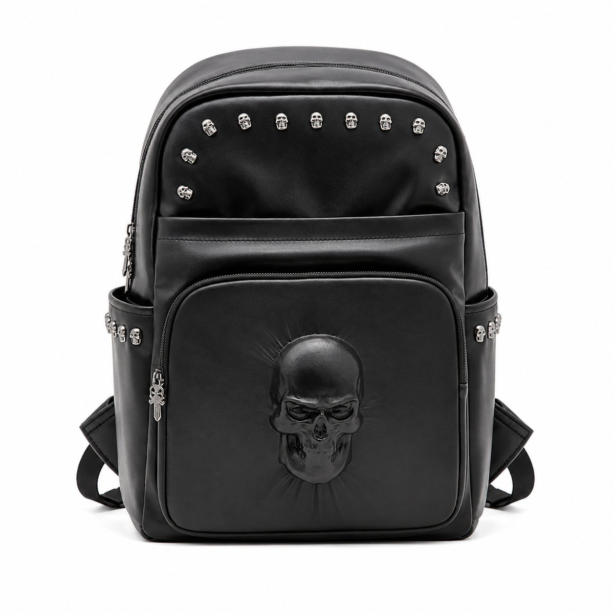 Gothic Black Skull Studded Backpack Bag-4