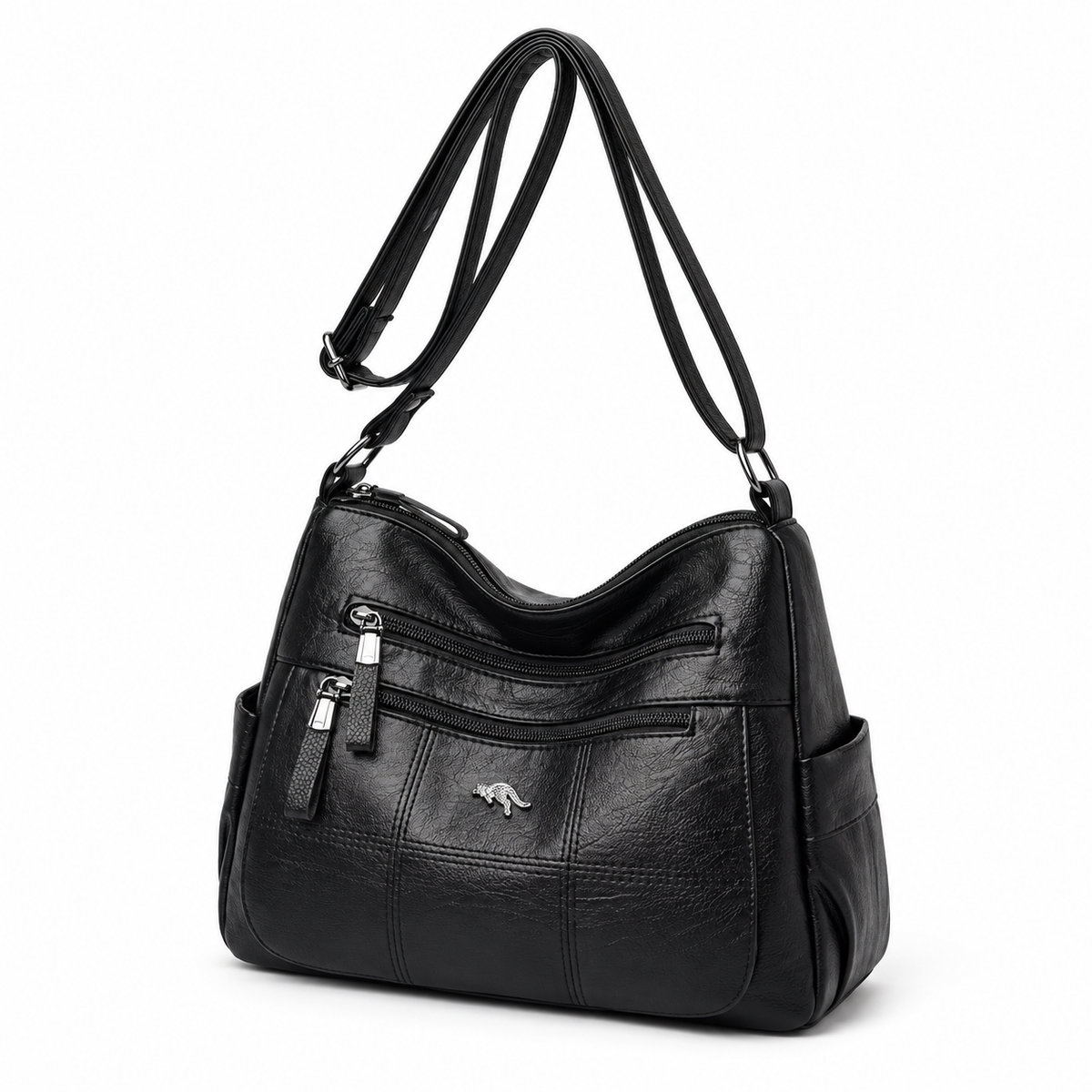 Classic Black Multi Pocket Crossbody Bag-3