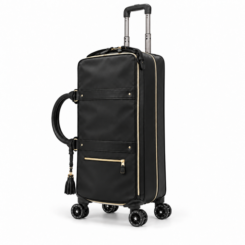 Black Rolling Duffel Travel Trolley Bag-4