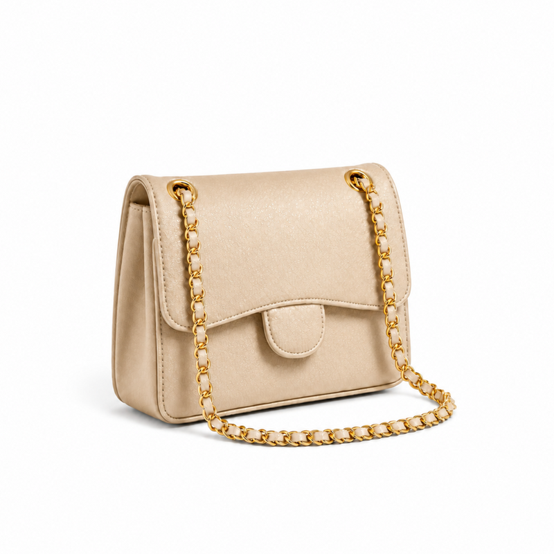 Elegant Beige Chain Strap Shoulder Bag-1