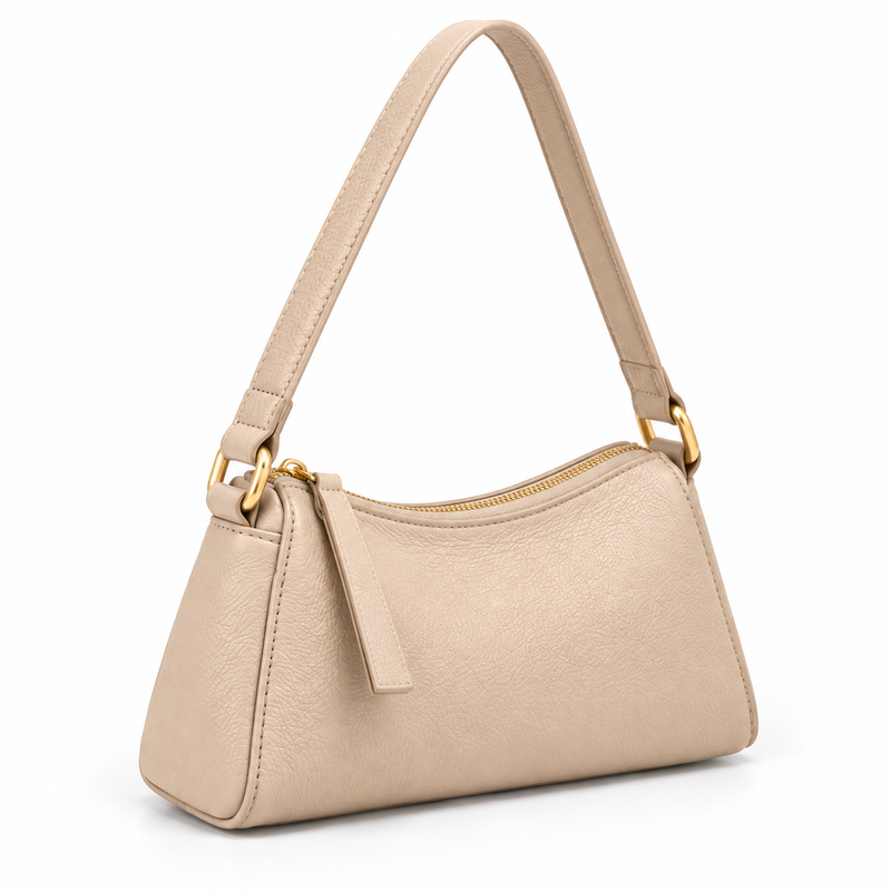 Milk Apricot Textured Shoulder Bag Handbag-1