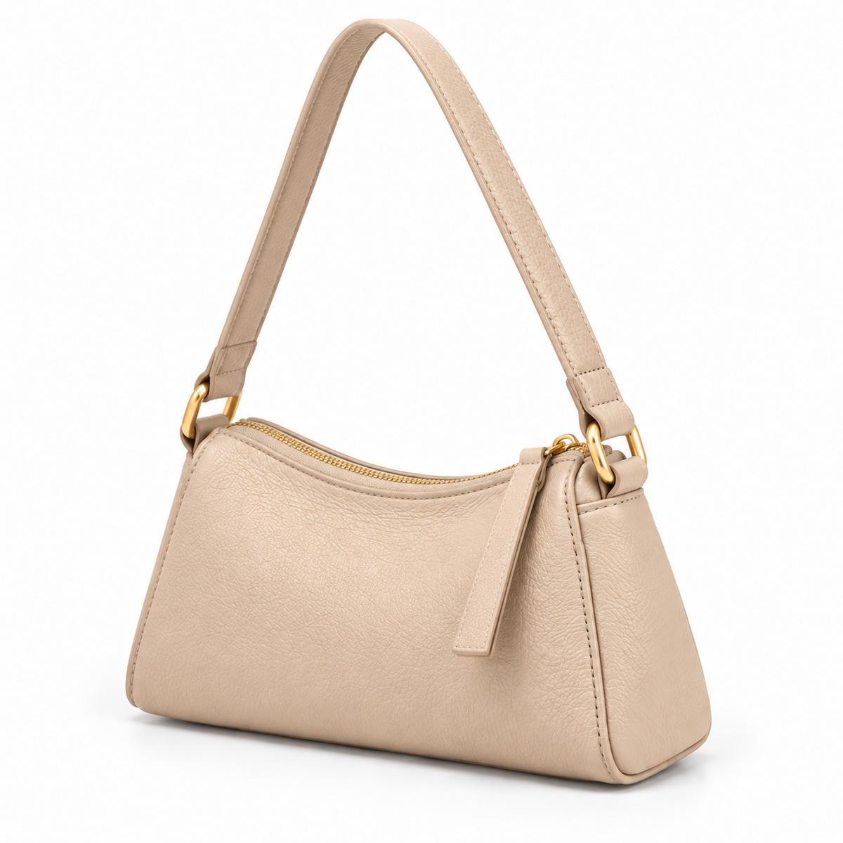 Milk Apricot Textured Shoulder Bag Handbag-3