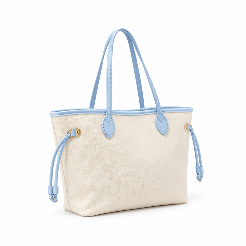 Beige Tote Bag With Vegan Leather-1