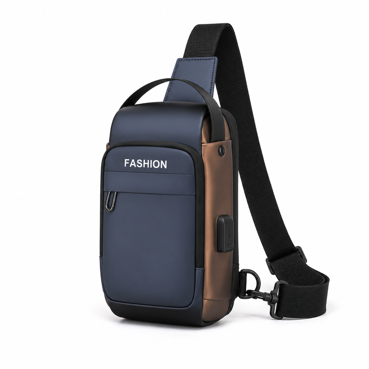 Navy Blue Sling Bag With Lock-3