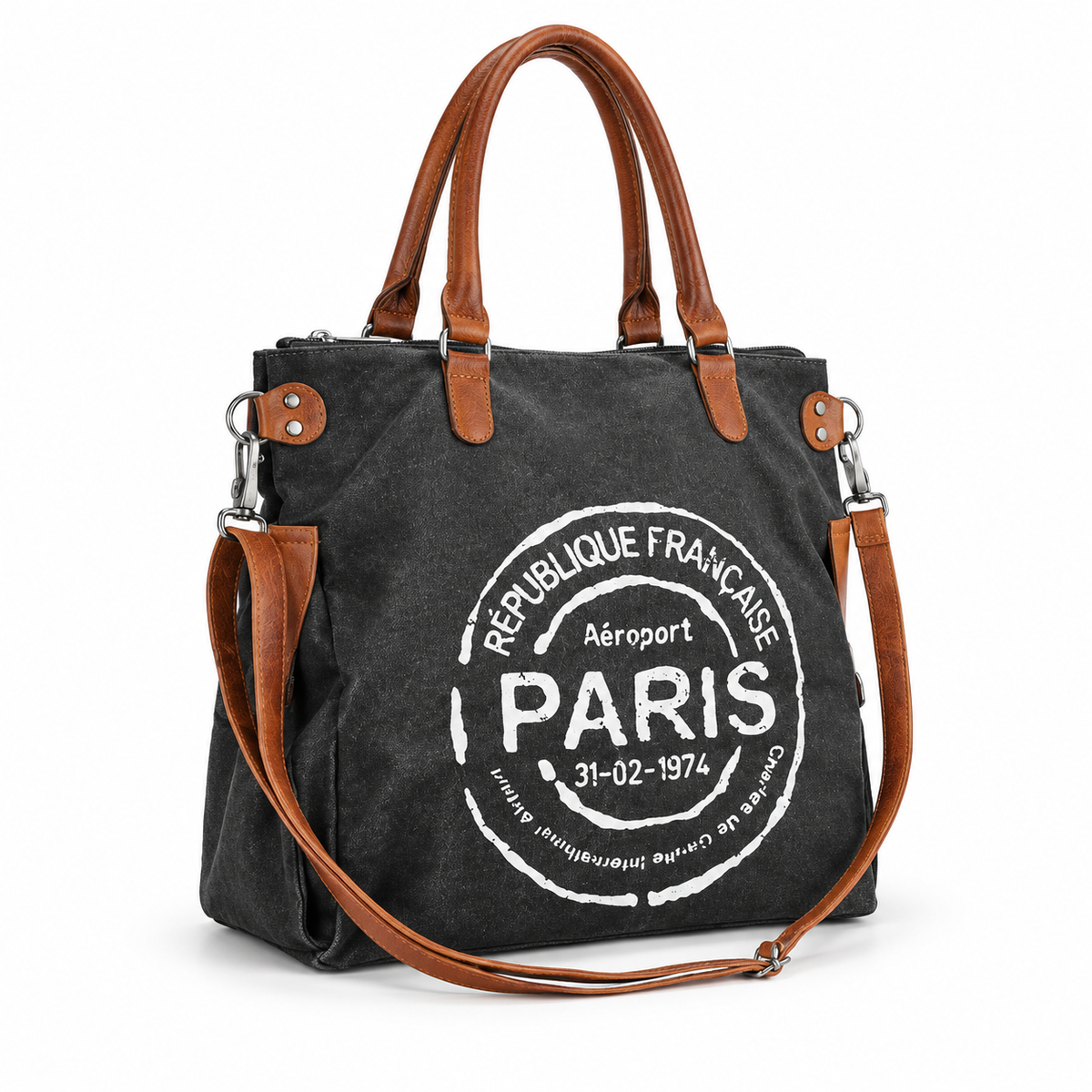 Vintage Paris Leather And Canvas Tote-1